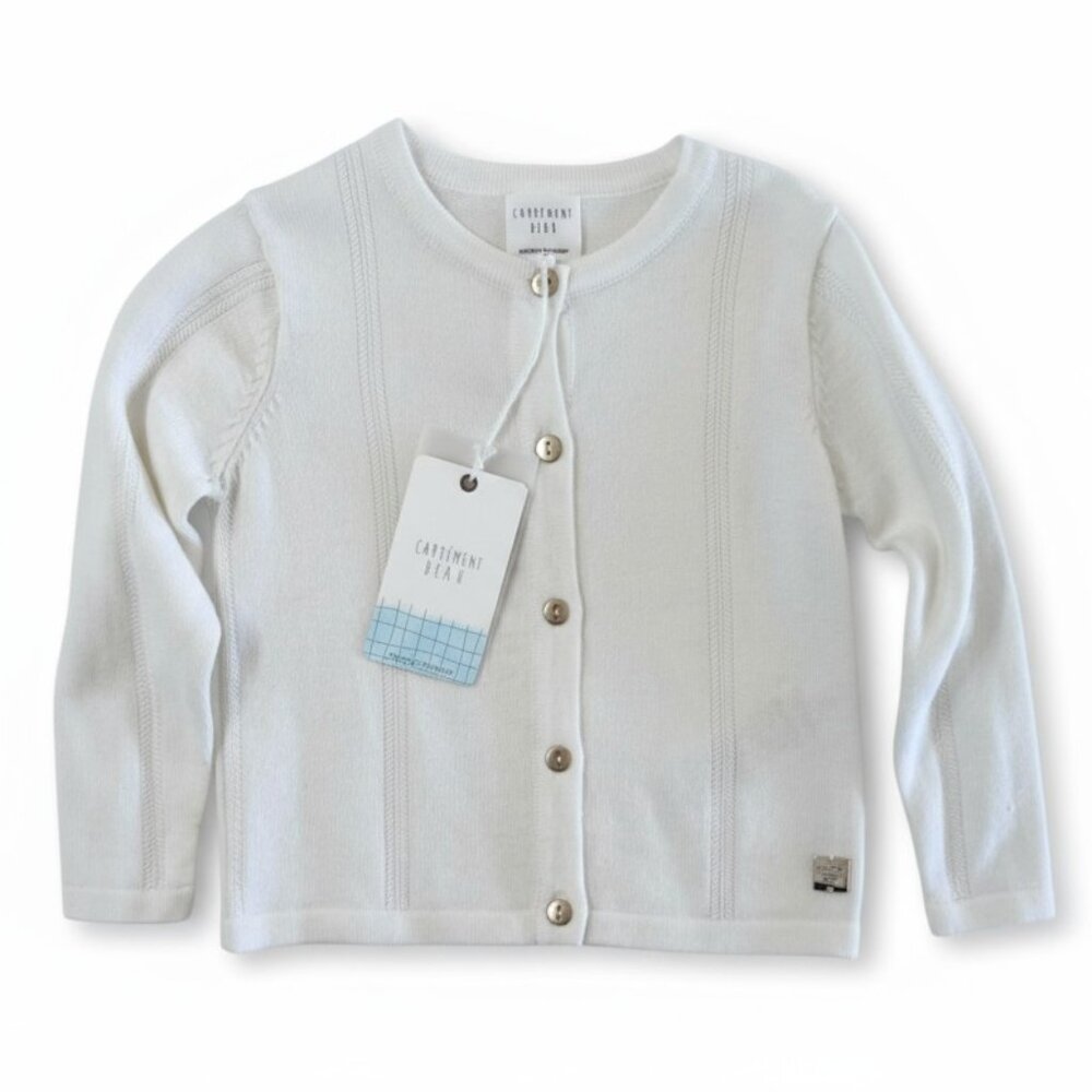 CARREMENT BEAU - KNIT CARDIGAN - IVORY - 100% COTTON - NWT